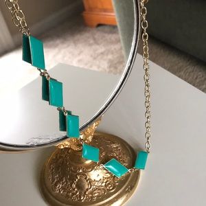 Geometric Turquoise Accent Necklace w/ Gold Chain